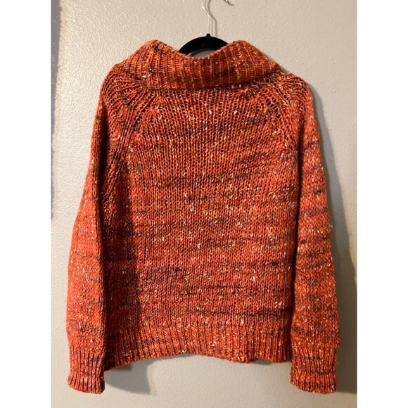 Anthropologie Moth Sweater Orange M Medium Thick Collar Pullover Mutli Flecks - Picture 5 of 11